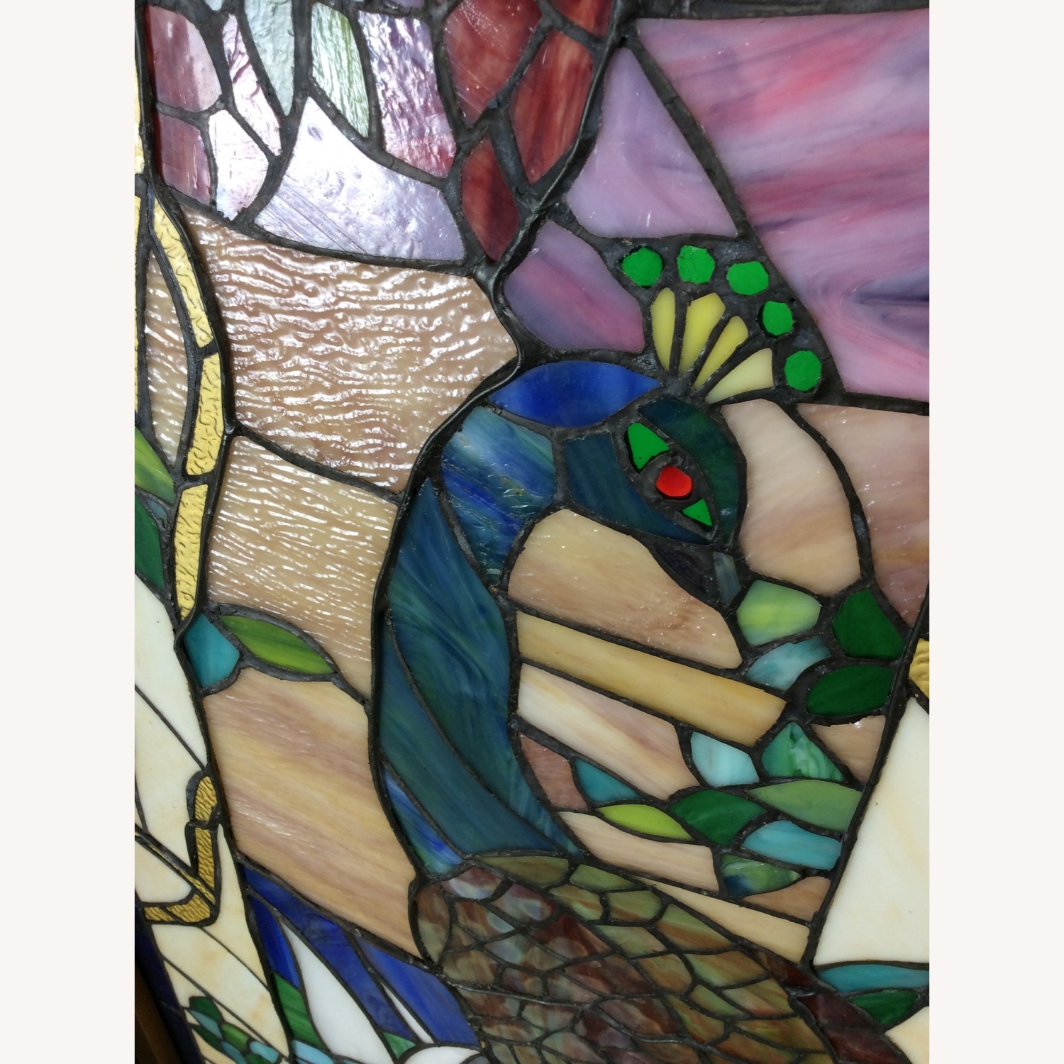 Vintage Stained Glass Peacock Room Divider Screen - image-14