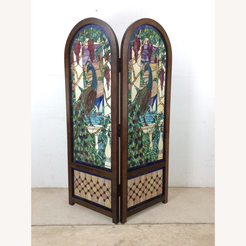 Used Vintage Stained Glass Peacock Room Divider Screen for sale on AptDeco