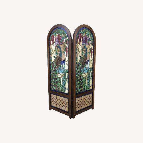 Used Vintage Stained Glass Peacock Room Divider Screen for sale on AptDeco