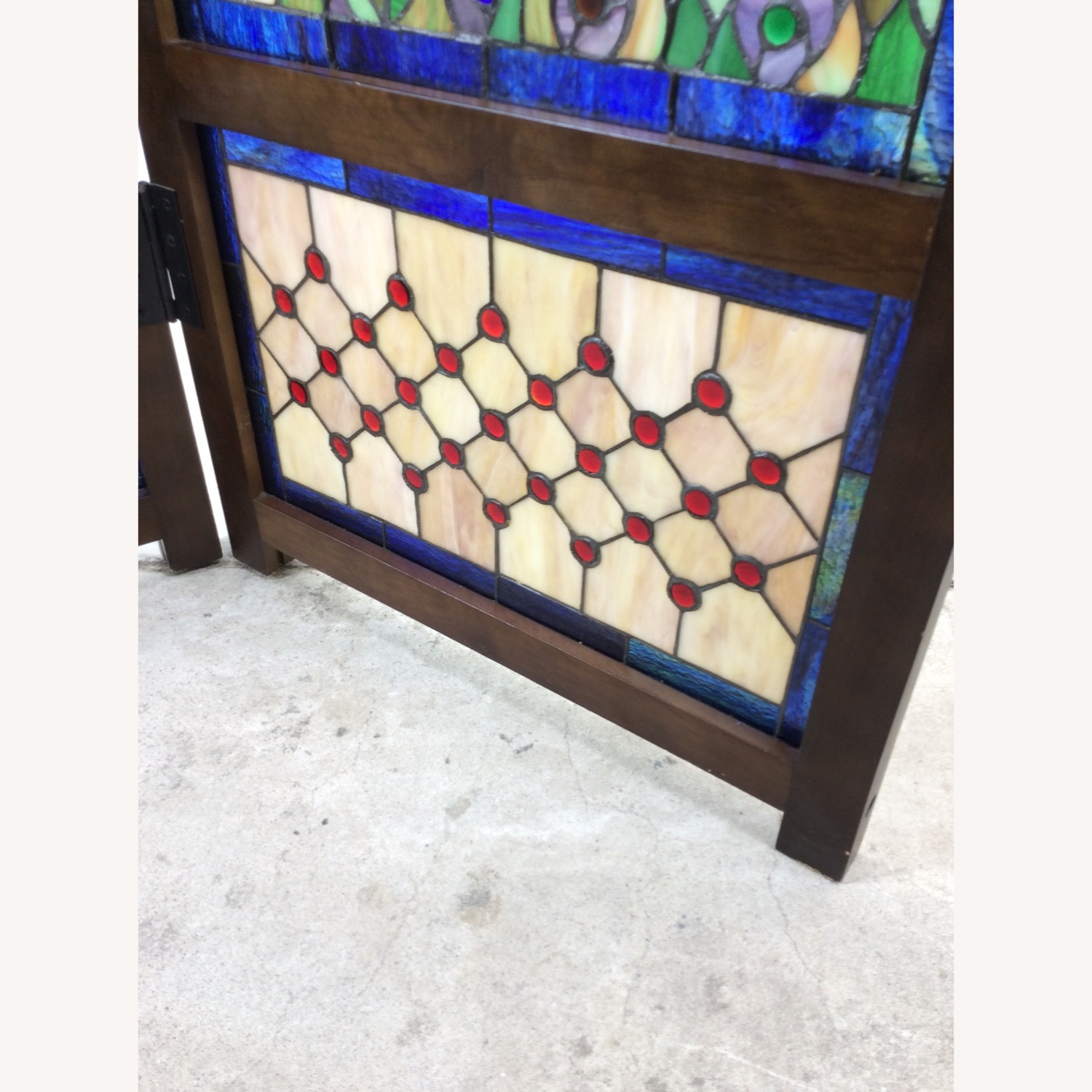 Vintage Stained Glass Peacock Room Divider Screen - image-15