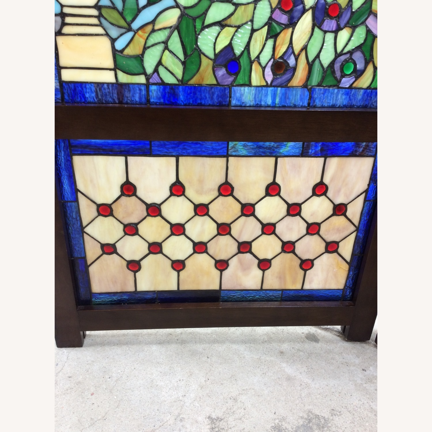 Vintage Stained Glass Peacock Room Divider Screen - image-16