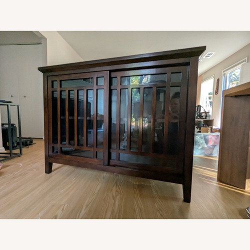 Used Pier 1 Imports Simon Dark Brown Wood Sideboard for sale on AptDeco