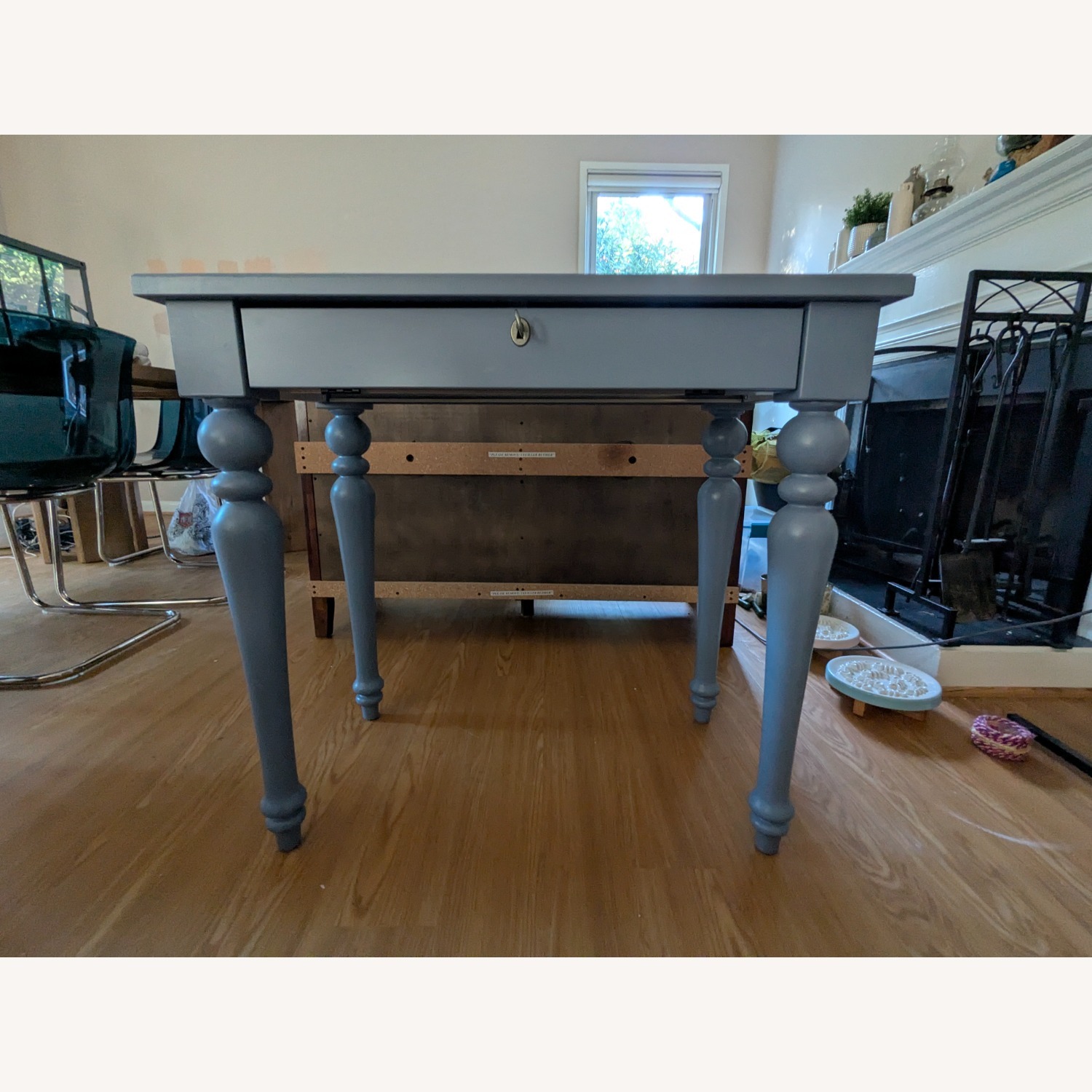 IKEA Isala Blue Wood Desk - image-2