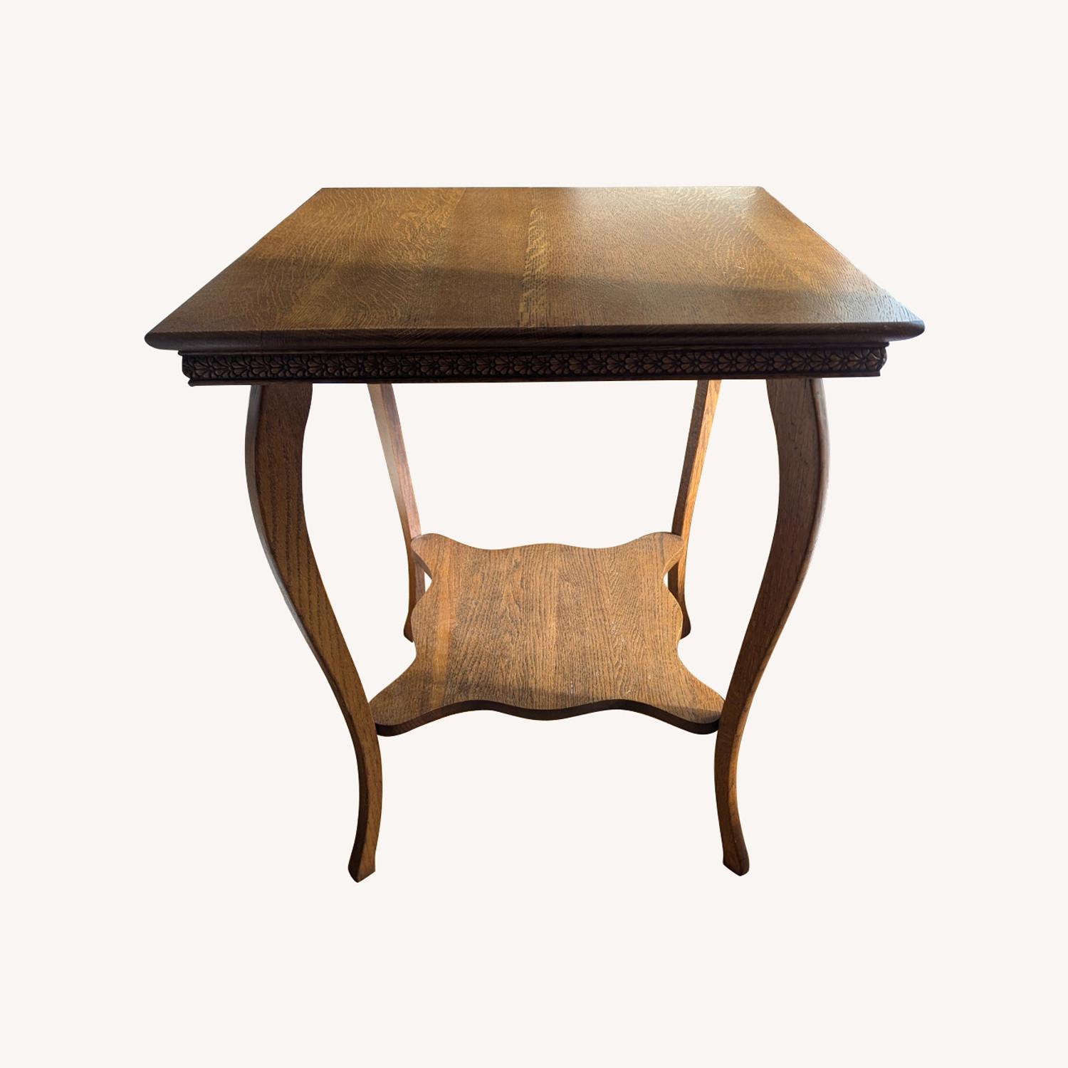 Vintage Two-Tier Oak Parlor Table - image-0