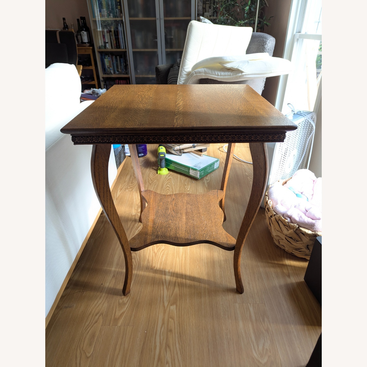 Vintage Two-Tier Oak Parlor Table - image-1