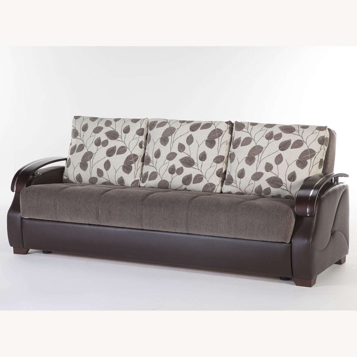 Light Brown Wood Sleeper Sofa - image-6