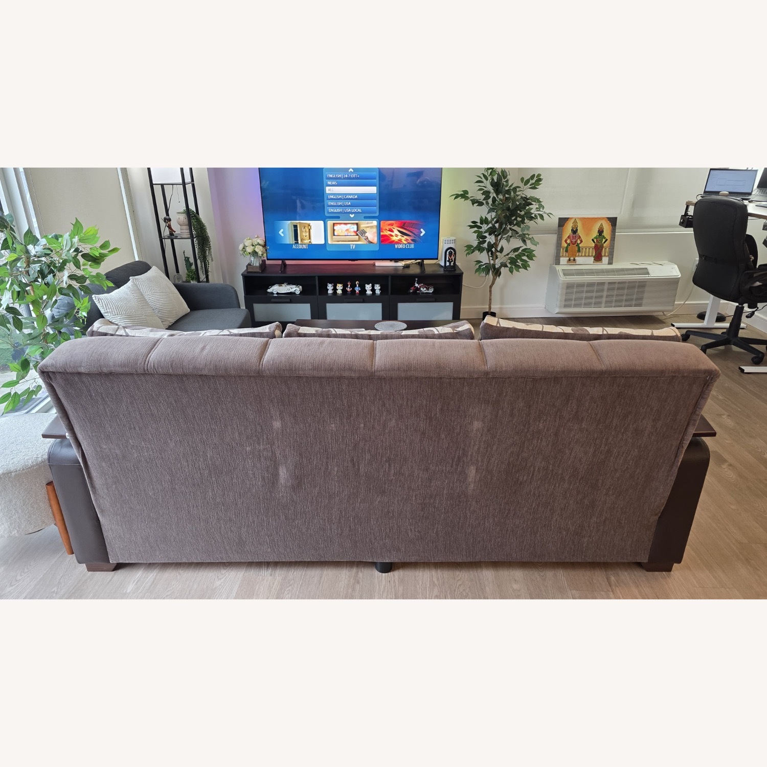 Light Brown Wood Sleeper Sofa - image-4