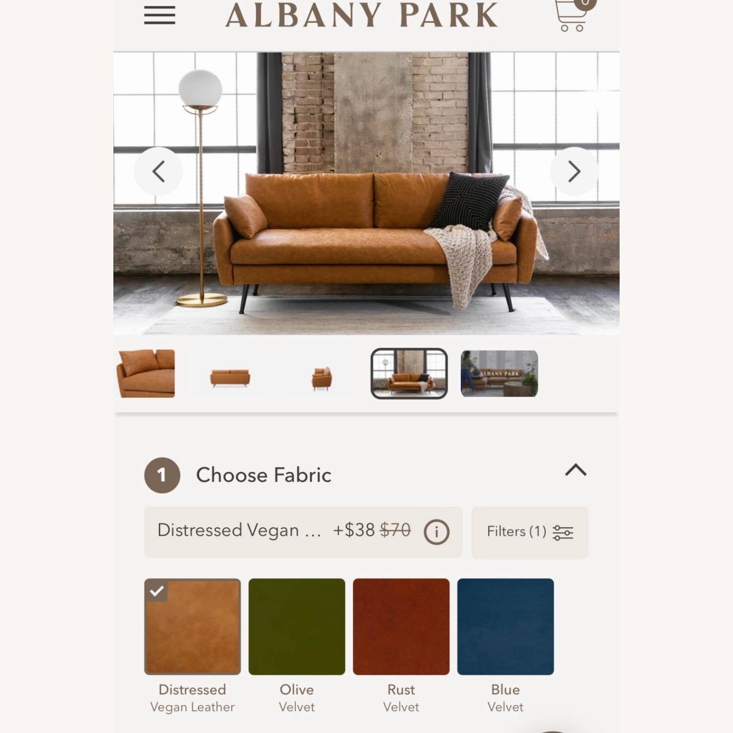 Albany Park Light Brown Leather 3+ Seater Sofa - image-6