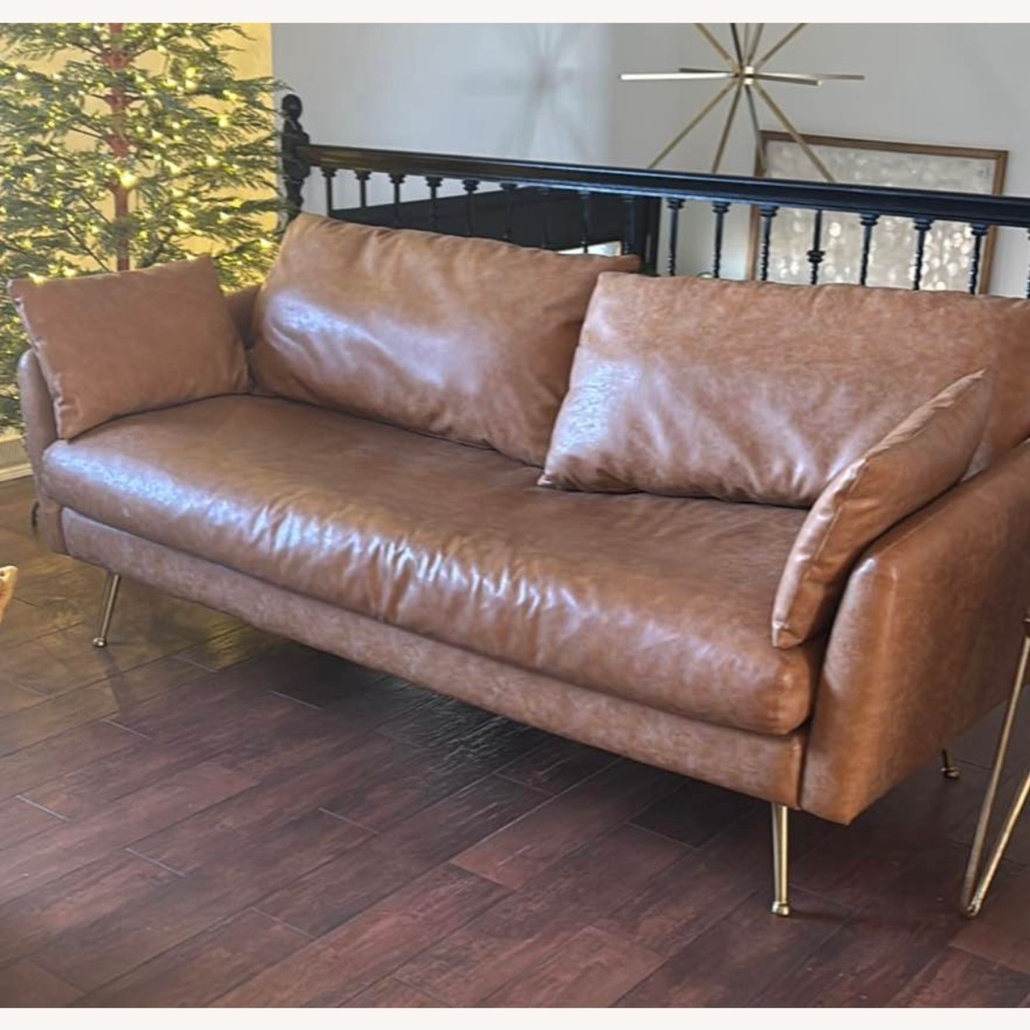 Albany Park Light Brown Leather 3+ Seater Sofa - image-2