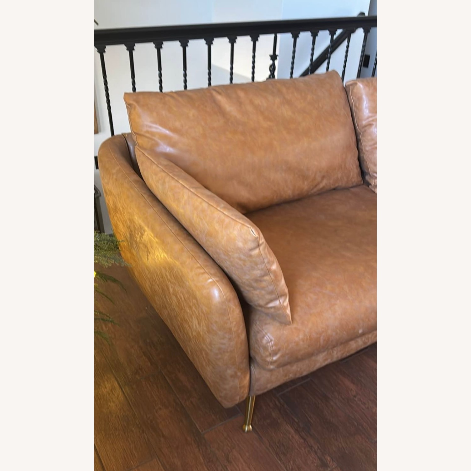 Albany Park Light Brown Leather 3+ Seater Sofa - image-7