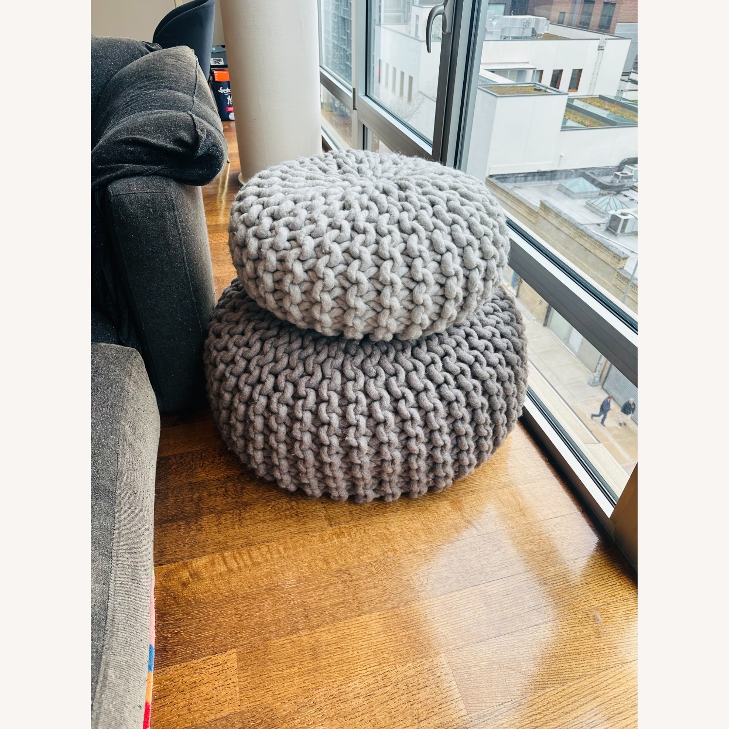 Christien Meindertsma Light Gray Wool Pouf  - image-1