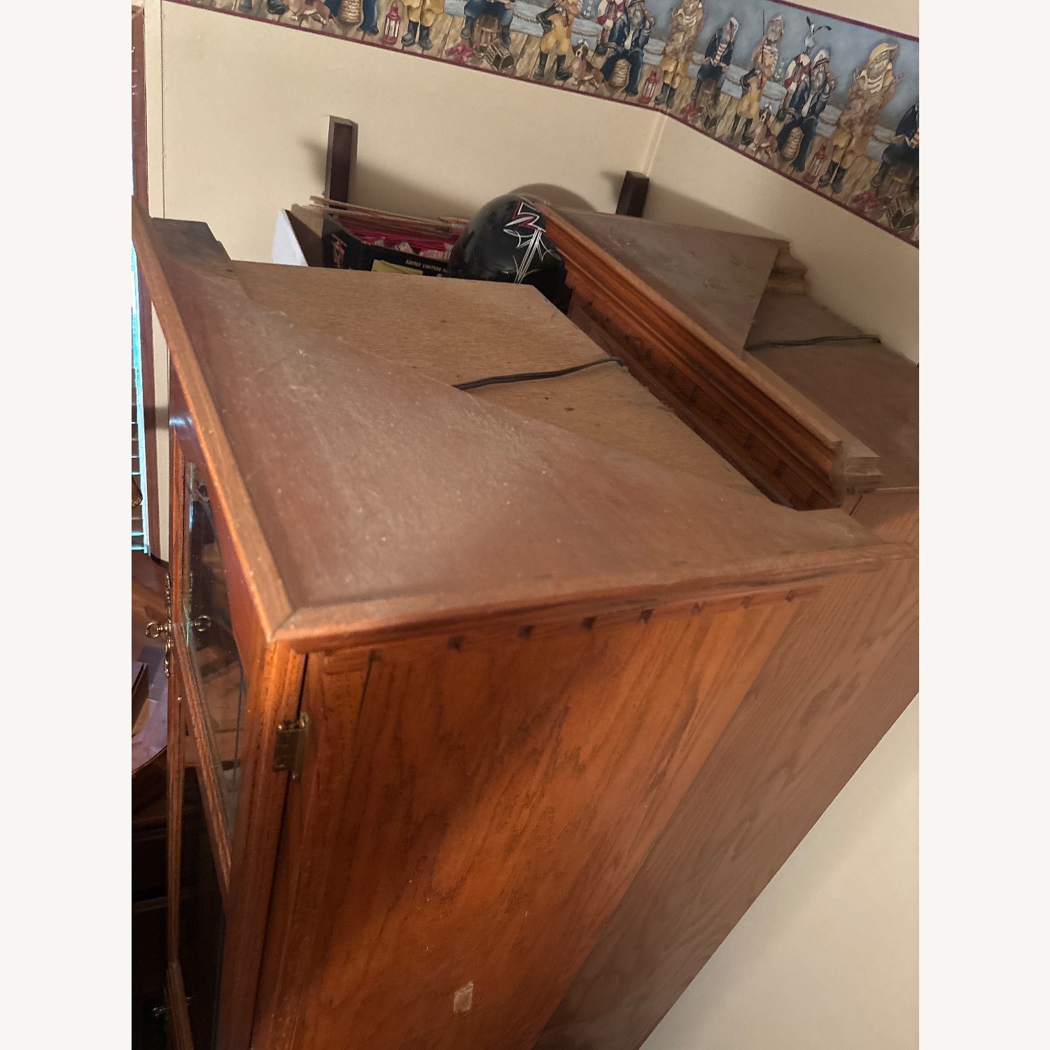 Vintage/Antique Natural Wood Media Storage - image-3