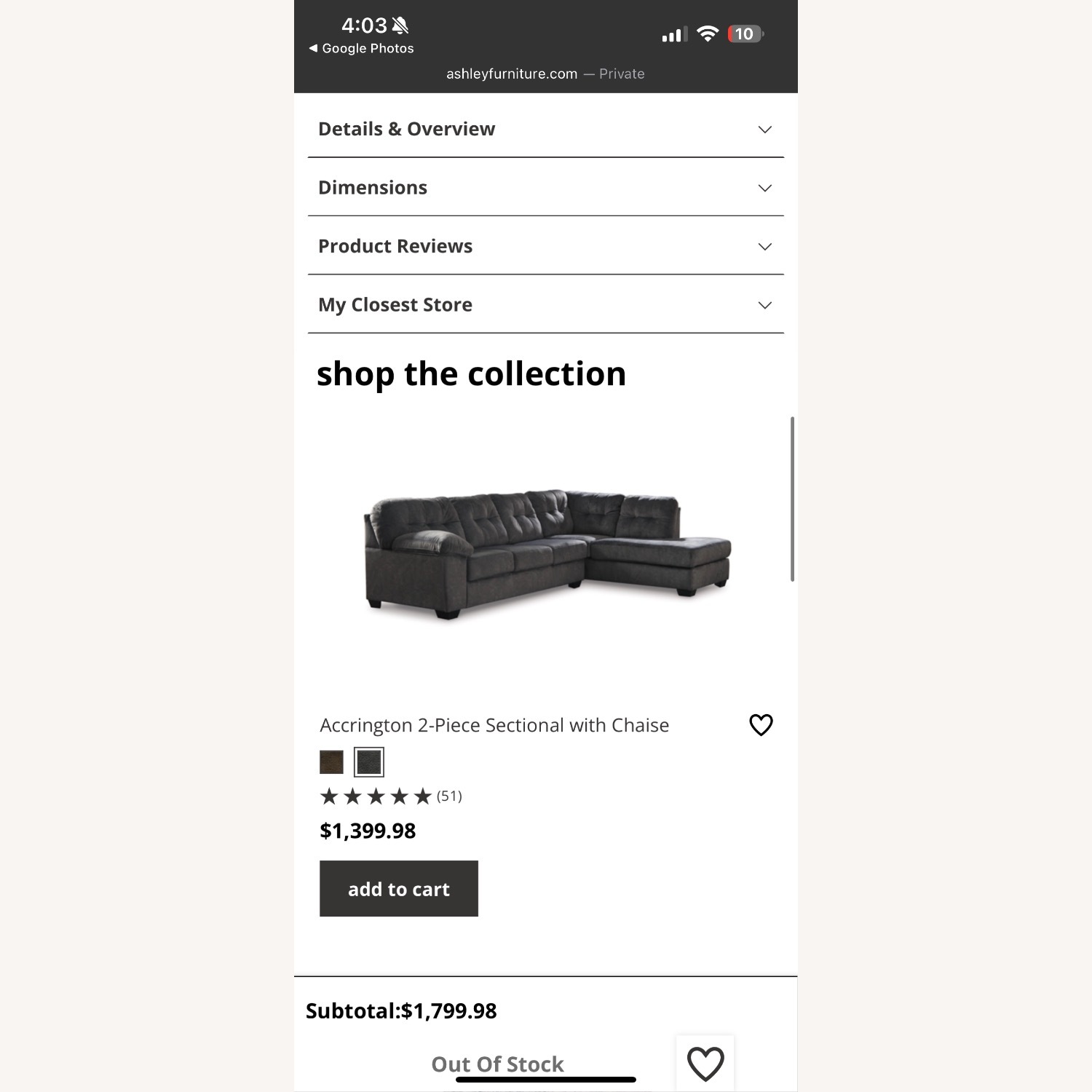 Ashley Furniture Dark Gray 2 Piece Sectional - image-5