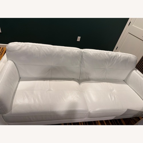 Used Raymour & Flanigan White Leather 3+ Seater Sofa for sale on AptDeco