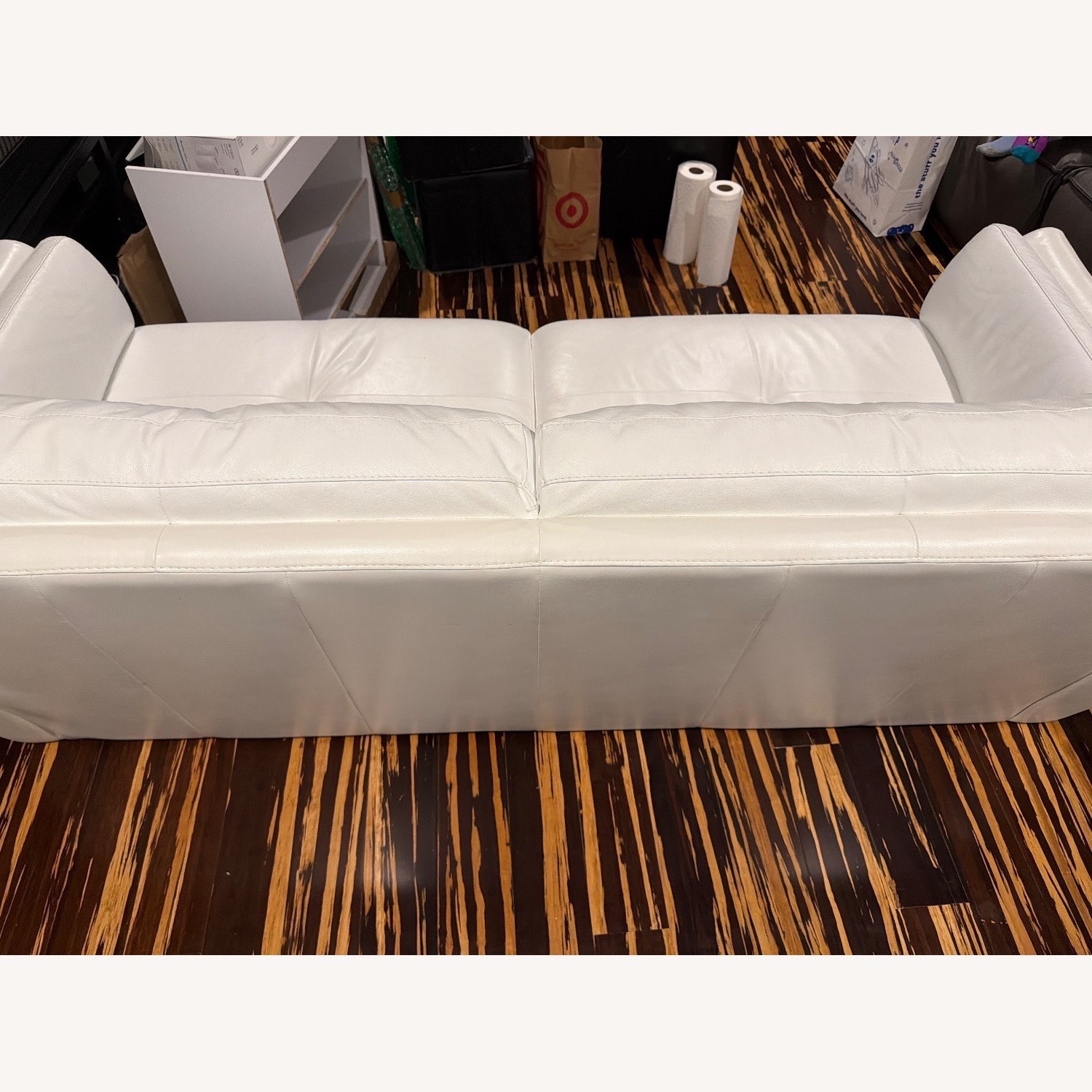 Raymour & Flanigan White Leather 3+ Seater Sofa - image-3