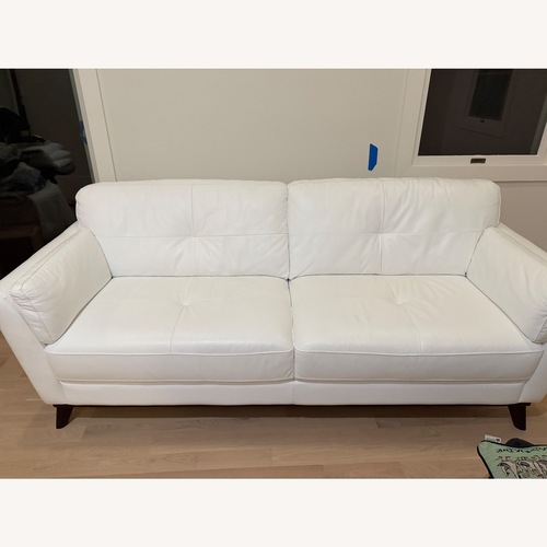 Used Raymour & Flanigan White Leather 3+ Seater Sofa for sale on AptDeco