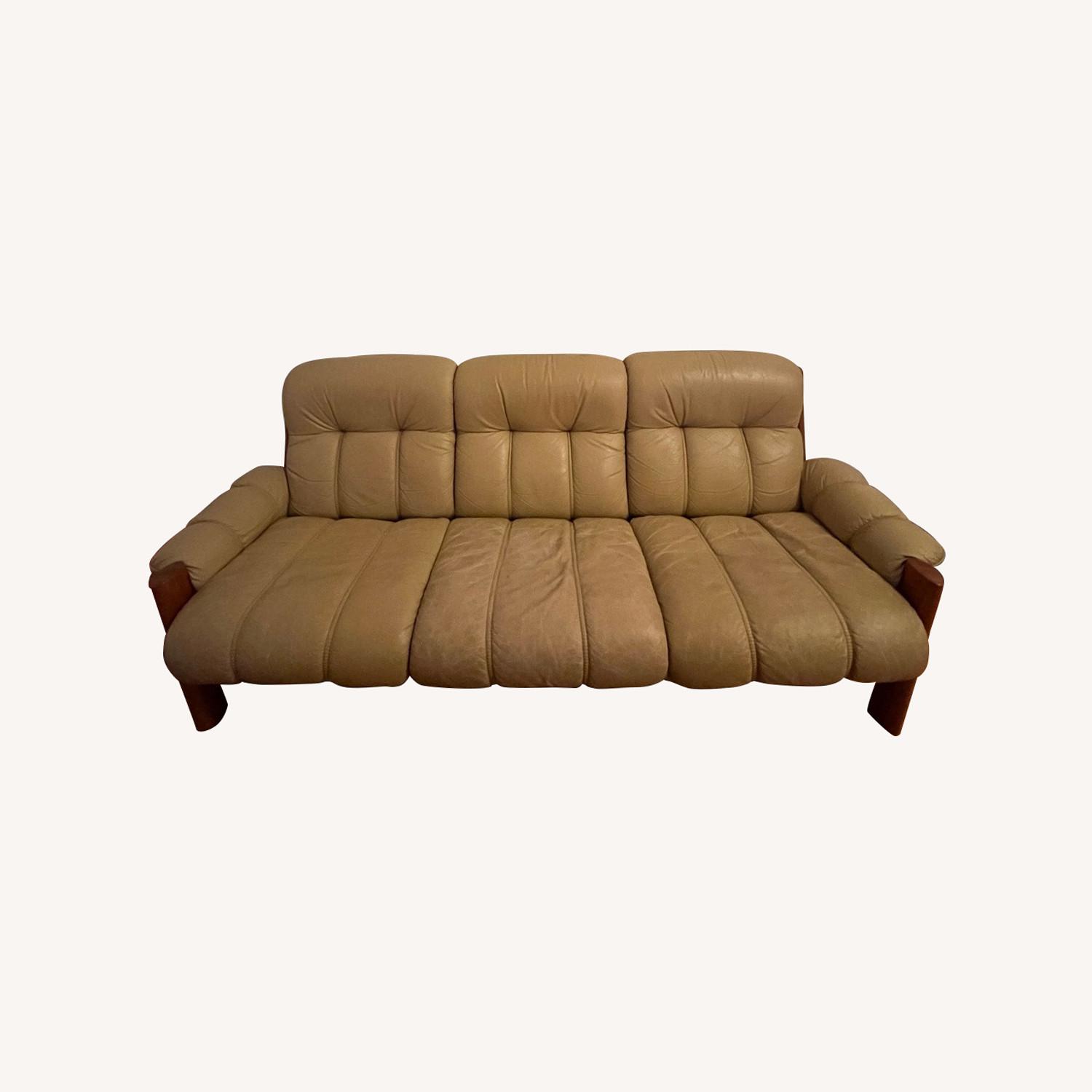 Vintage/Antique Leather 3+ Seater Sofa - image-0
