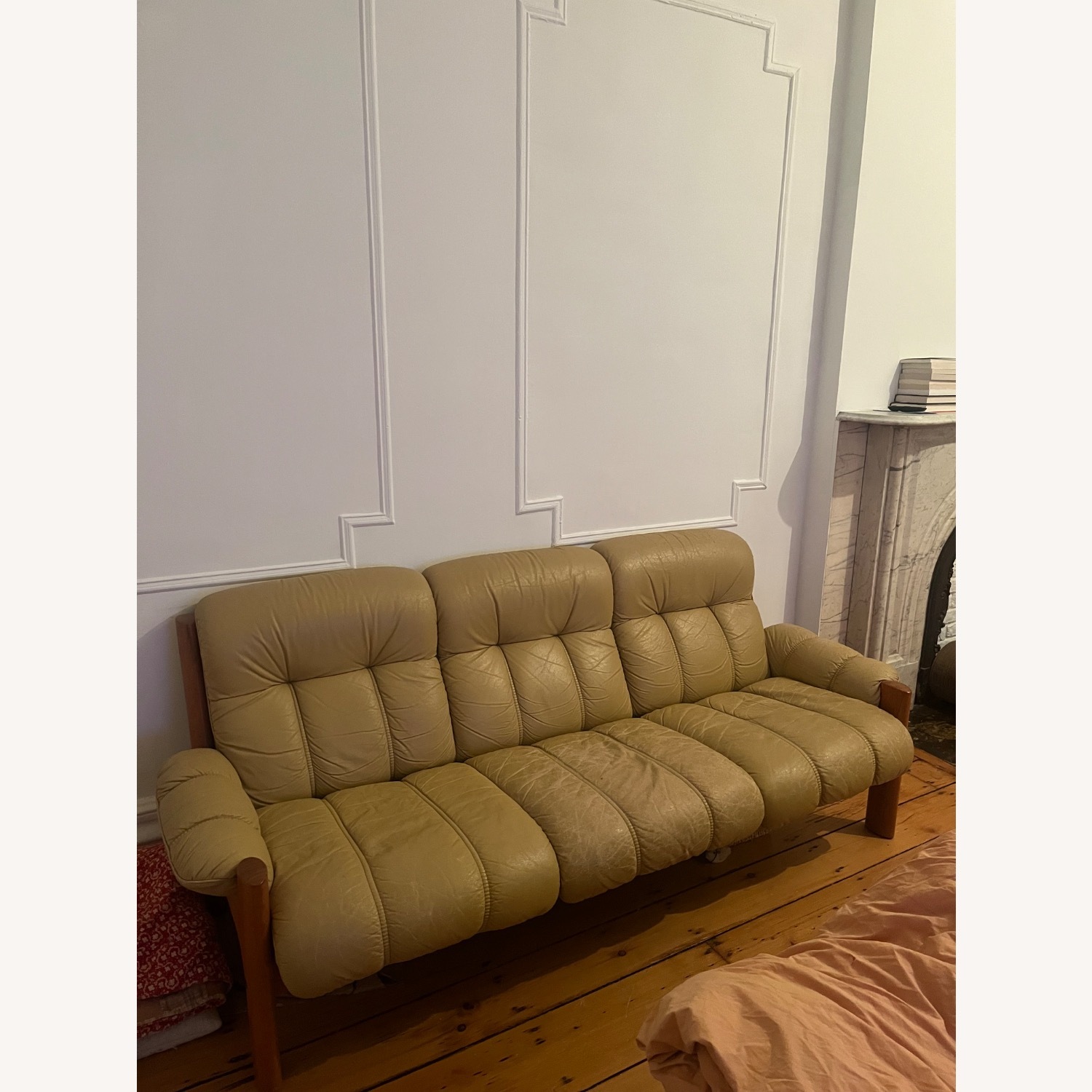 Vintage/Antique Leather 3+ Seater Sofa - image-1