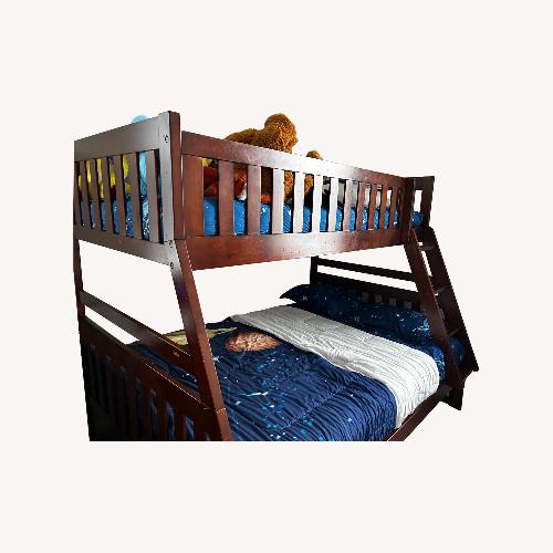 Used Bunk Bed King Brown Wood Bunk Bed Frame for sale on AptDeco