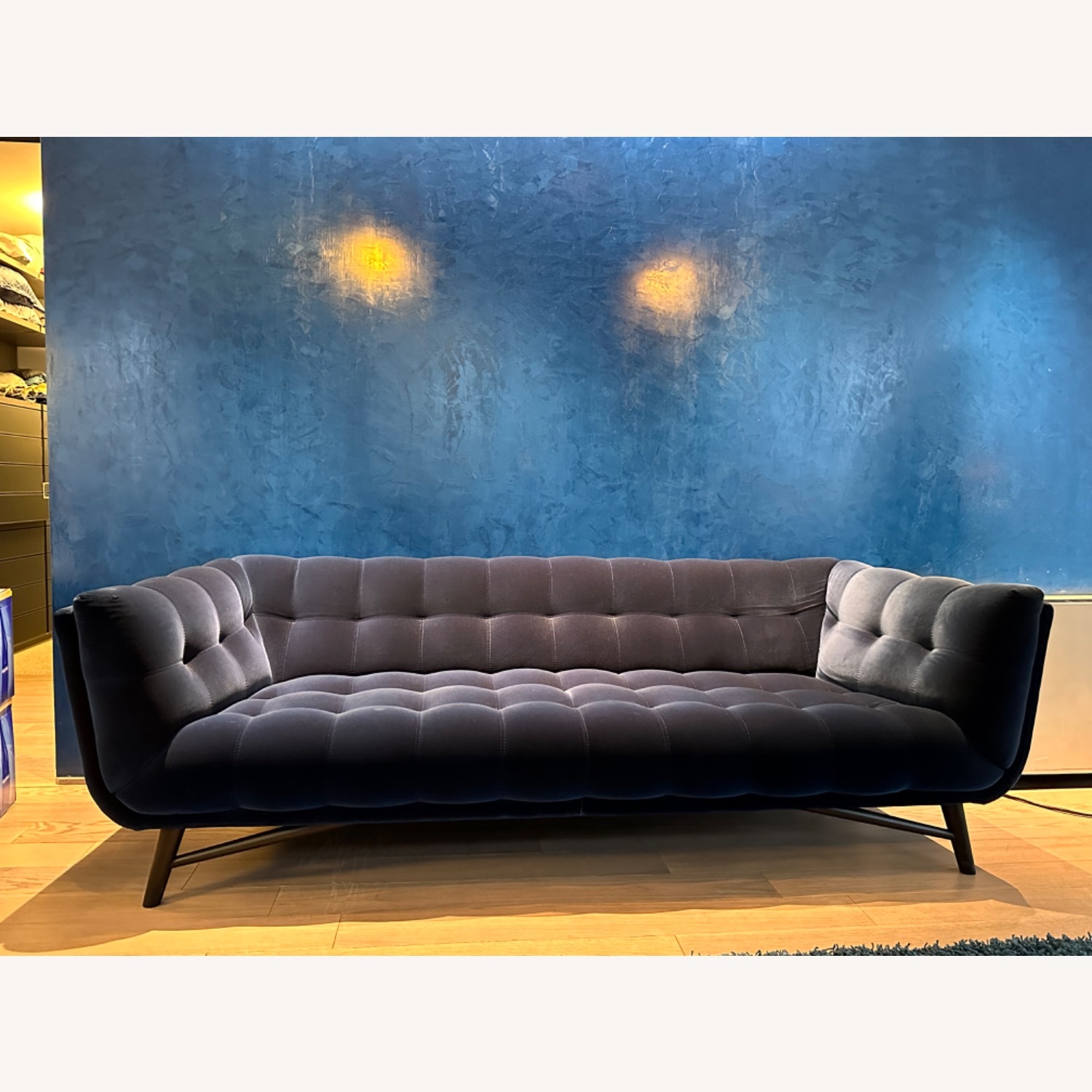 Roche Bobois Blue Velvet 3+ Seater Sofa - image-1