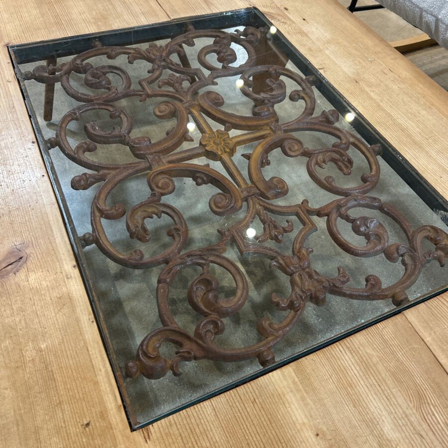 Rustic Wood w Glass Insert Coffee Table - image-5