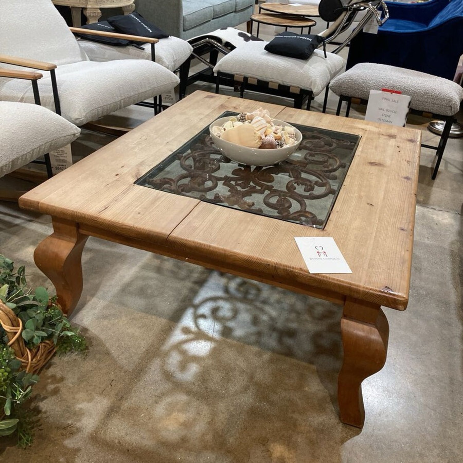 Rustic Wood w Glass Insert Coffee Table - image-3