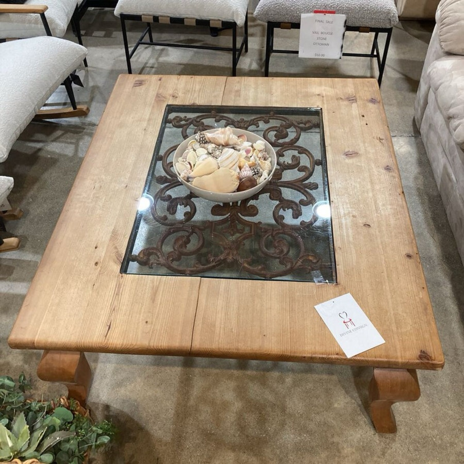 Rustic Wood w Glass Insert Coffee Table - image-4