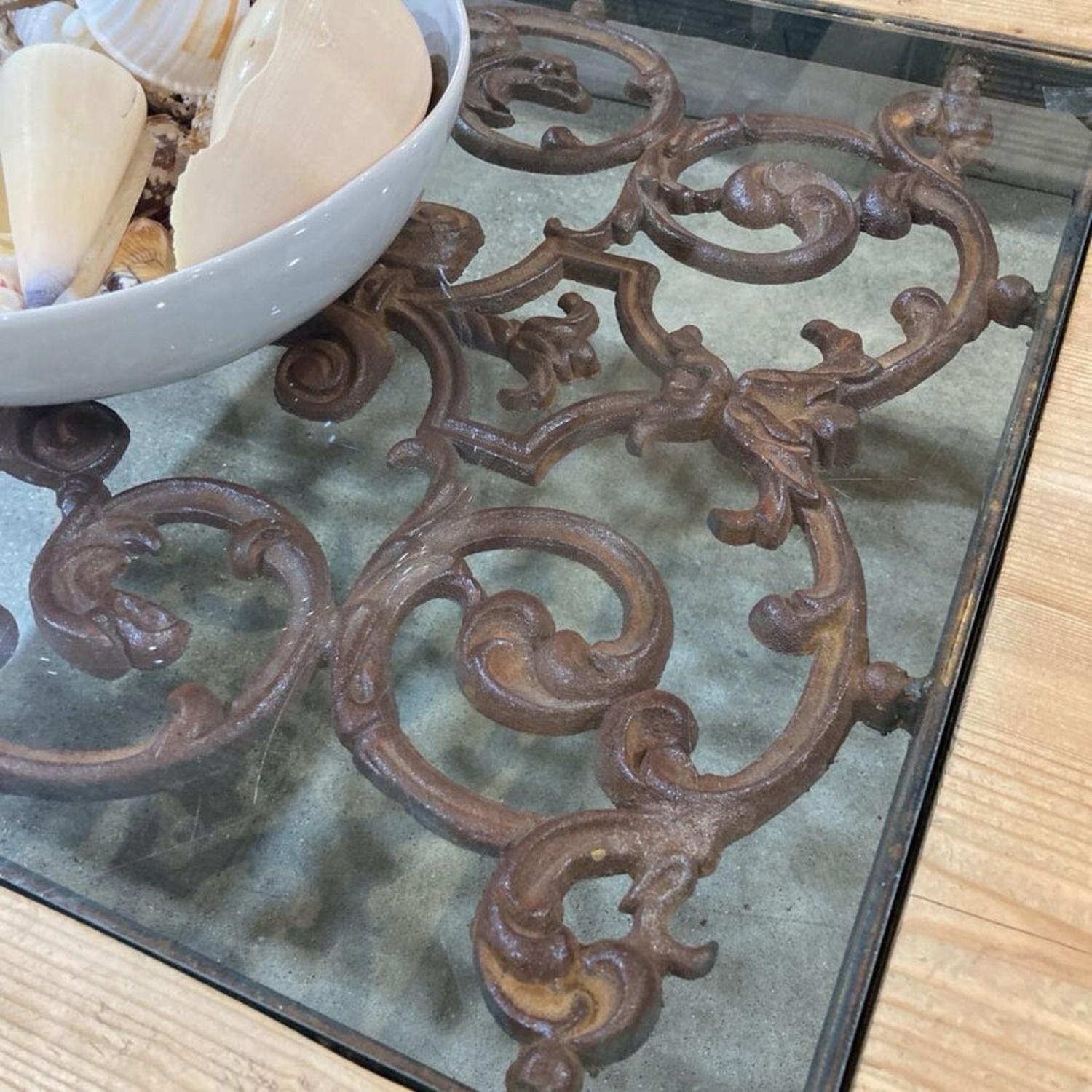 Rustic Wood w Glass Insert Coffee Table - image-6