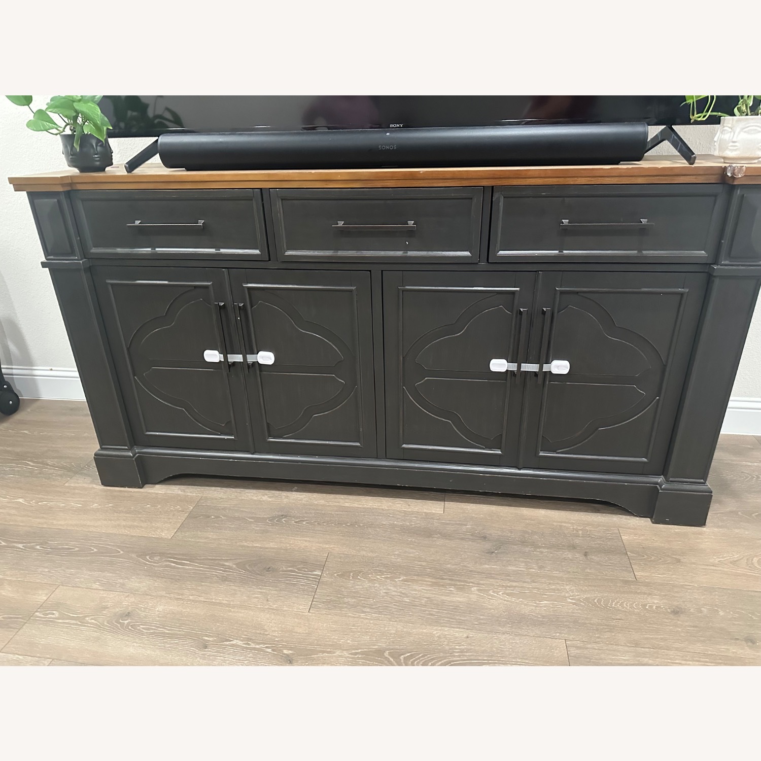 Costsco Dark Brown Wood Media Storage - image-3