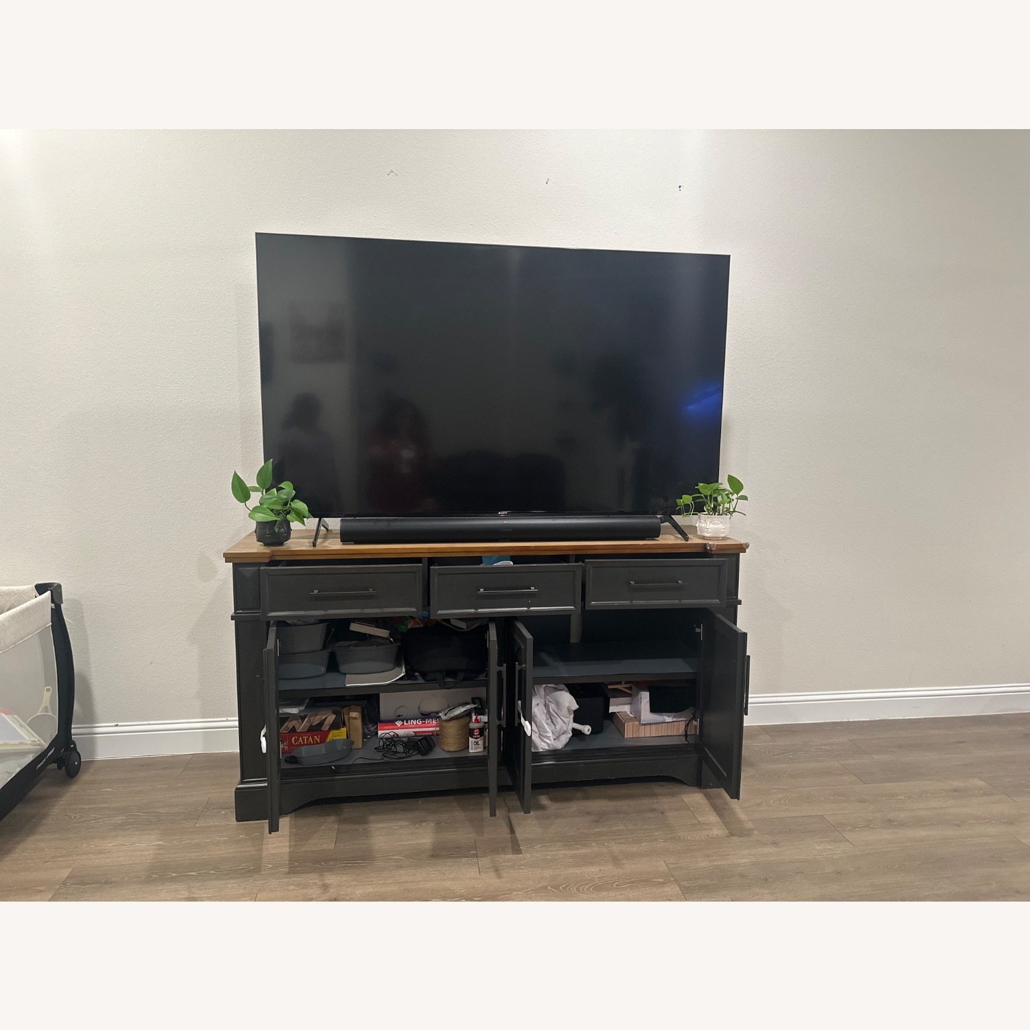 Costsco Dark Brown Wood Media Storage - image-4