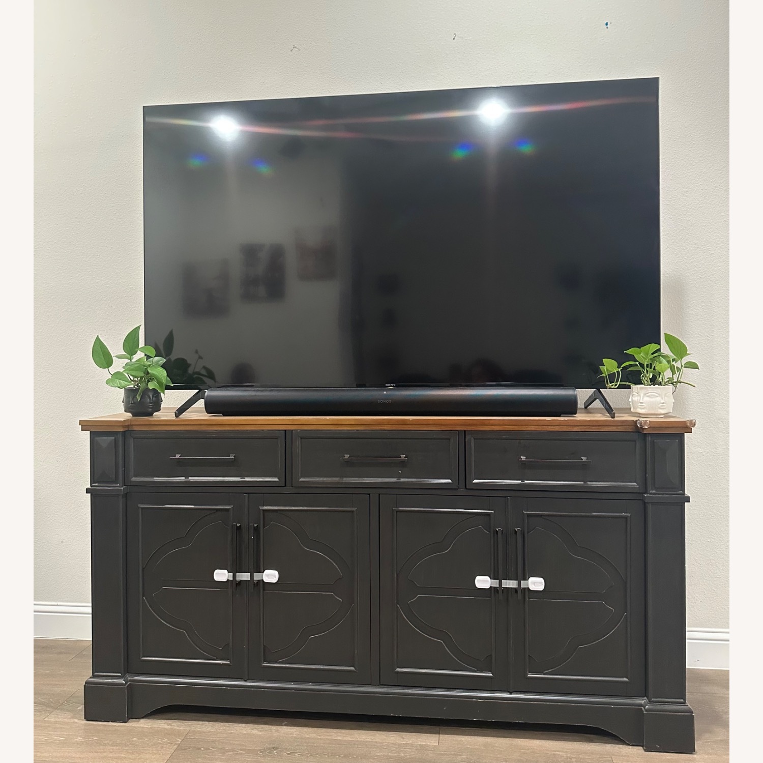 Costsco Dark Brown Wood Media Storage - image-1