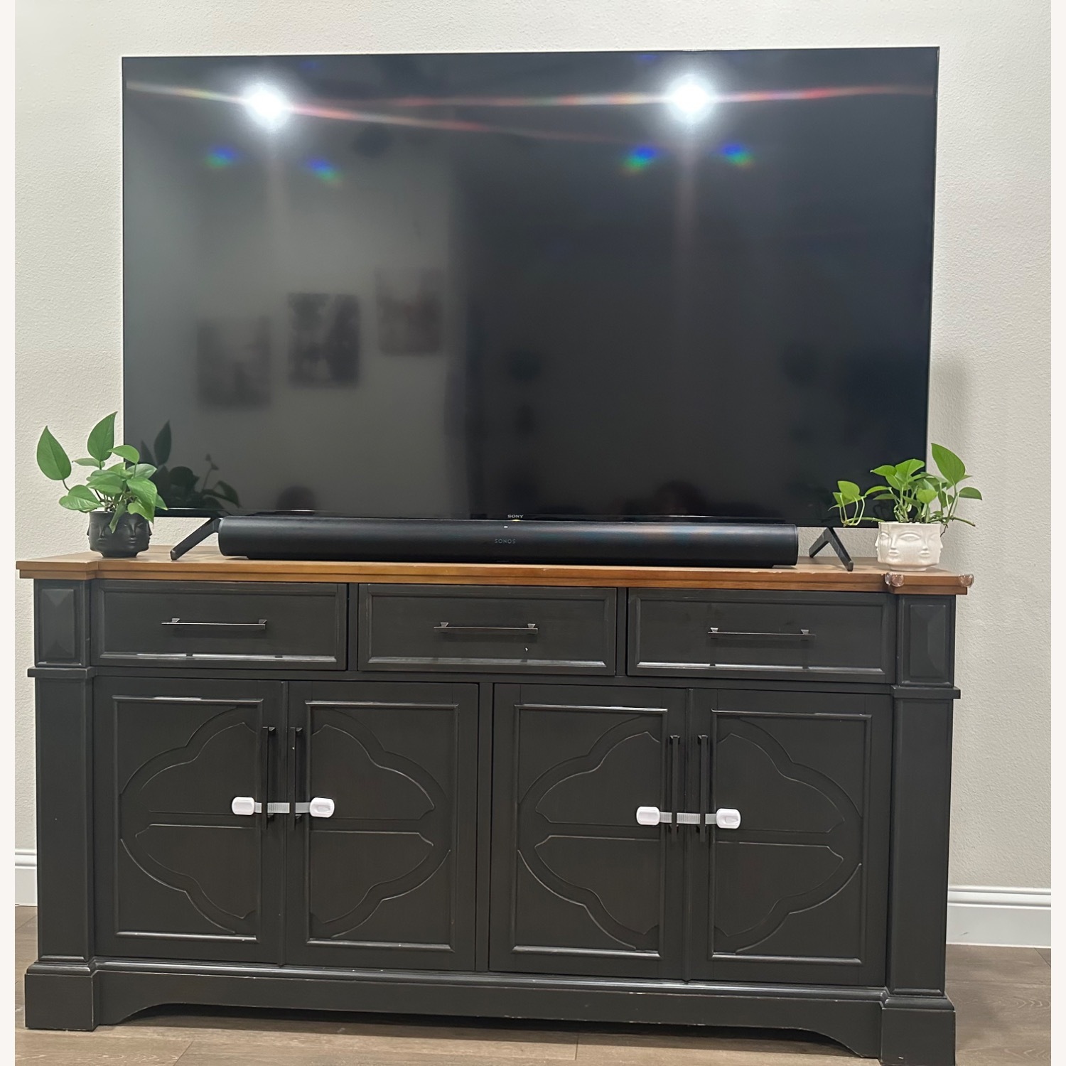 Costsco Dark Brown Wood Media Storage - image-2