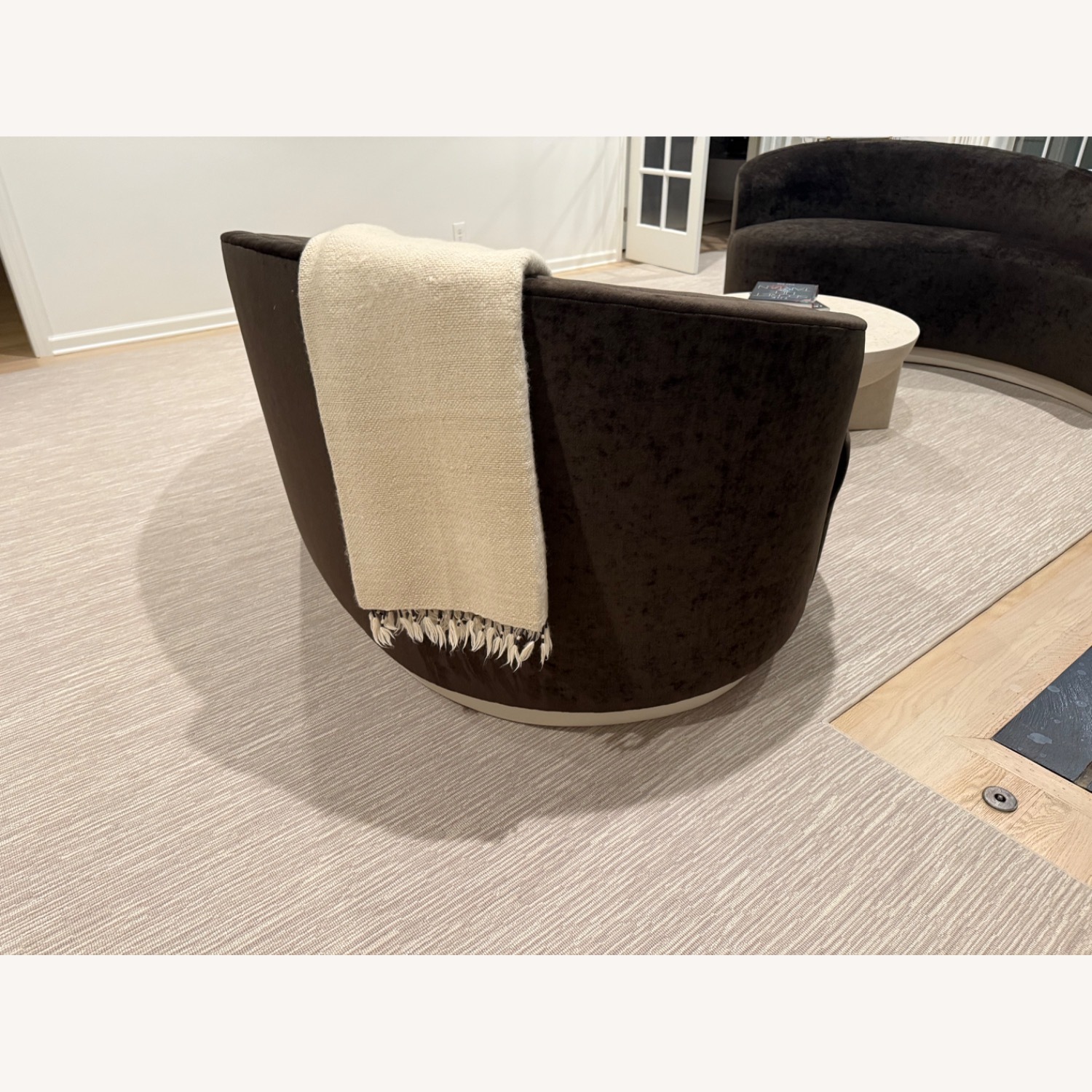 Dark Brown Fabric 3+ Seater Sofa - image-3