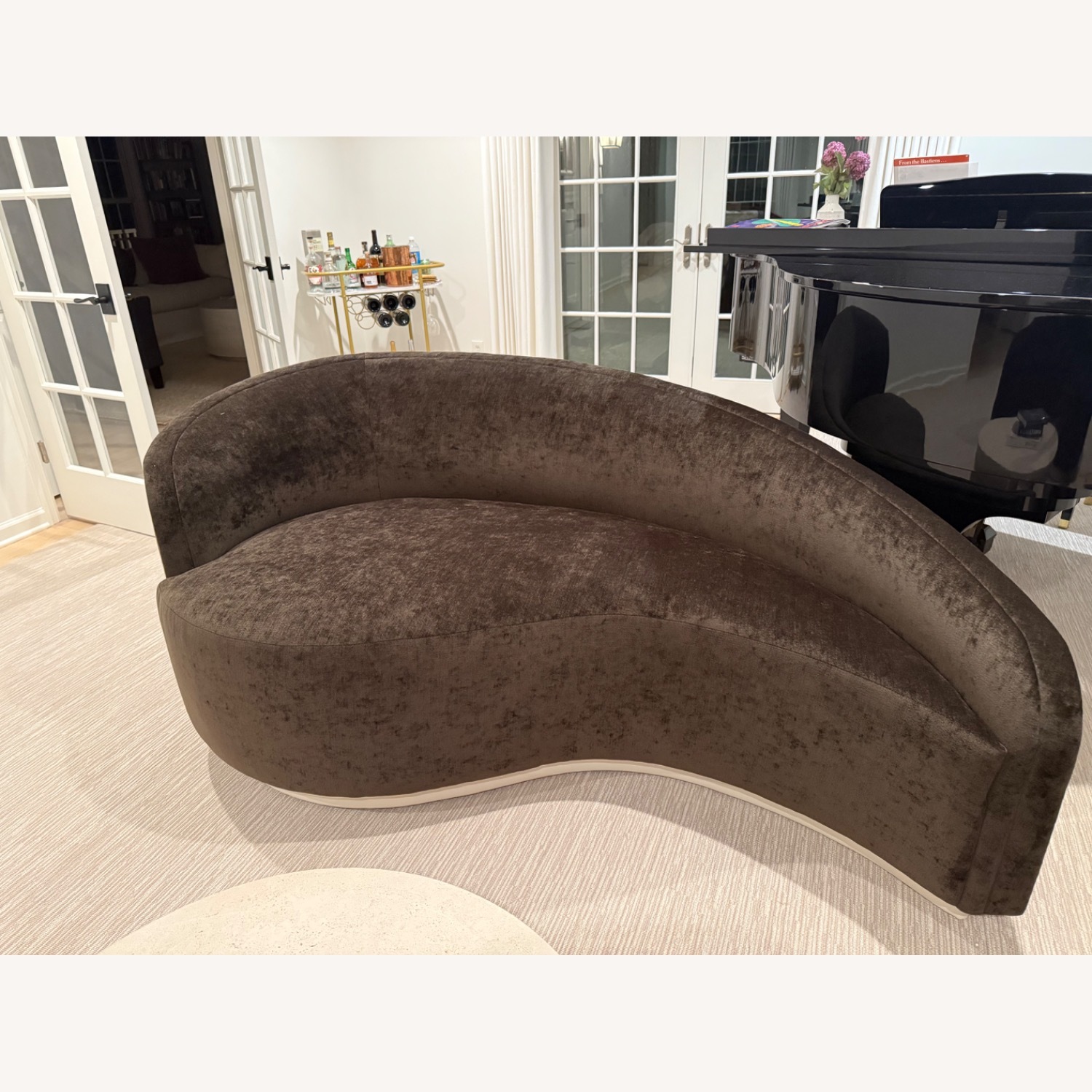 Dark Brown Fabric 3+ Seater Sofa - image-2