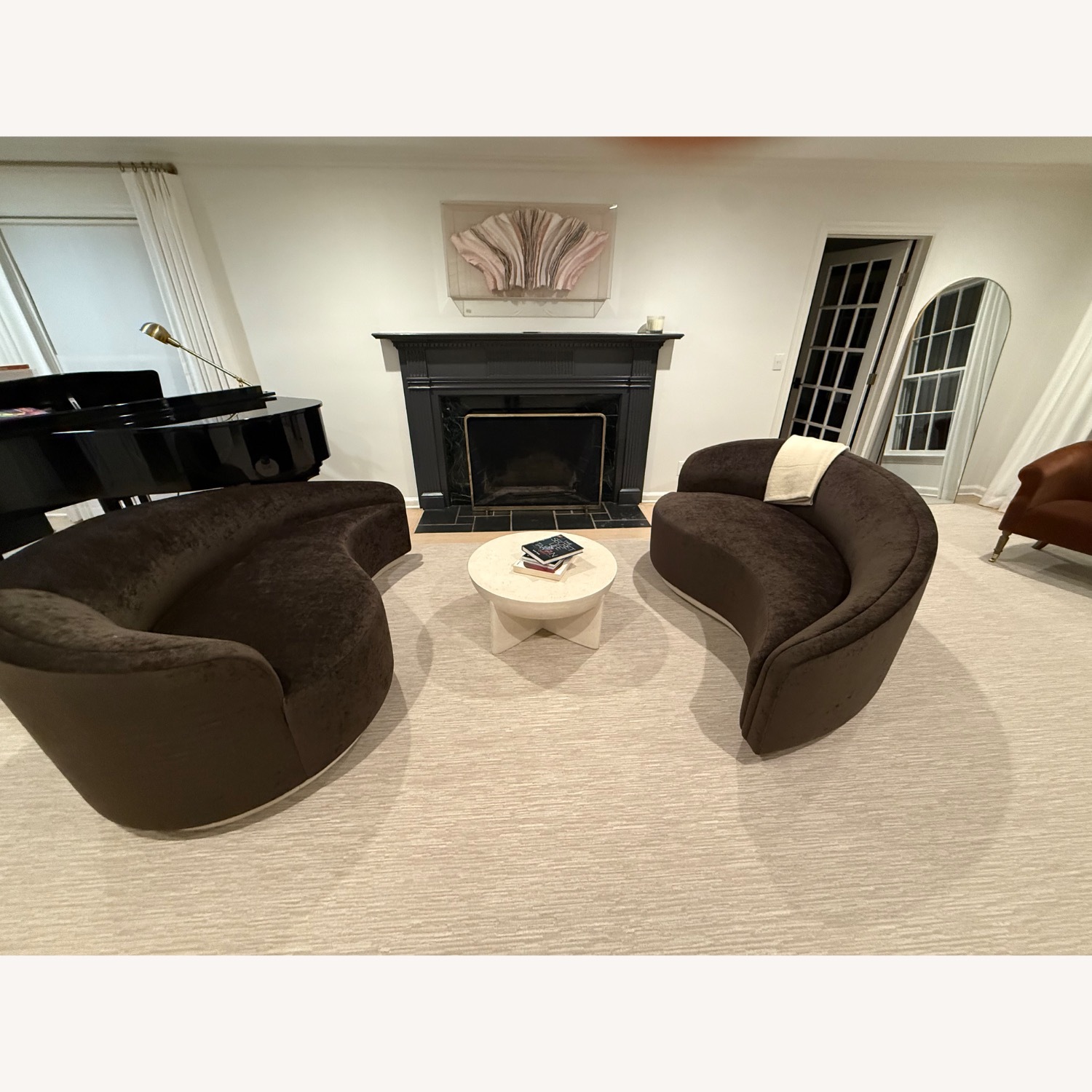 Dark Brown Fabric 3+ Seater Sofa - image-11