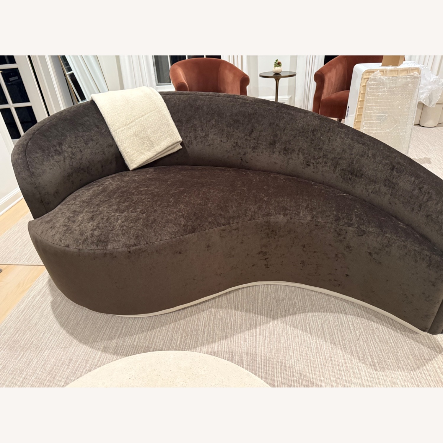 Dark Brown Fabric 3+ Seater Sofa - image-4