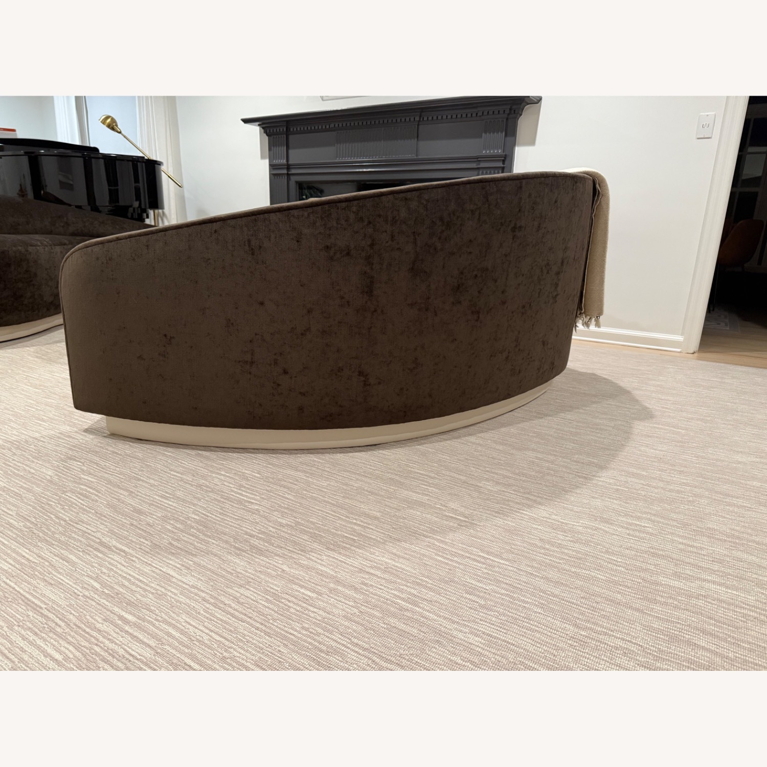 Dark Brown Fabric 3+ Seater Sofa - image-10