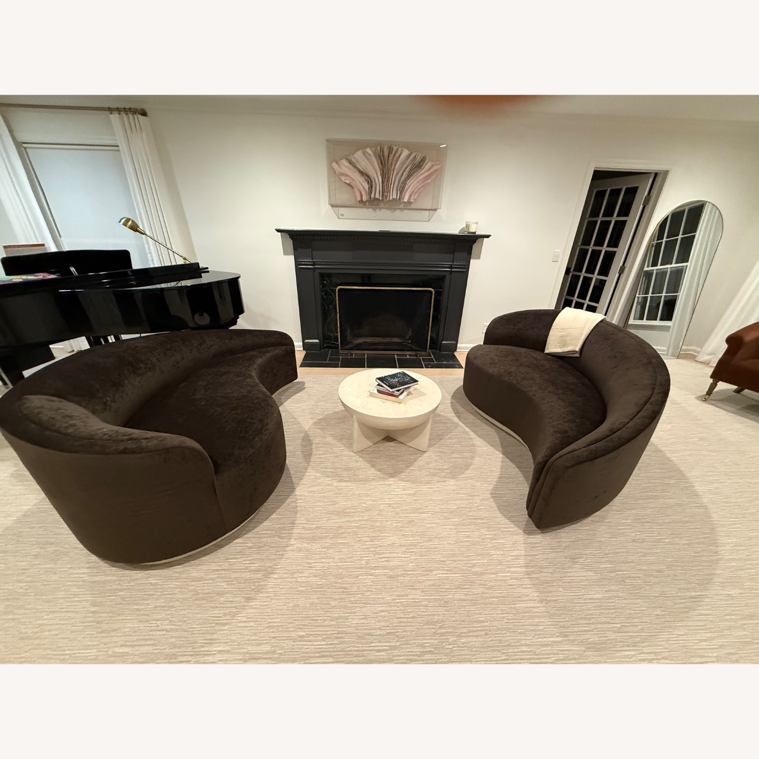 Dark Brown Fabric 3+ Seater Sofa - image-9