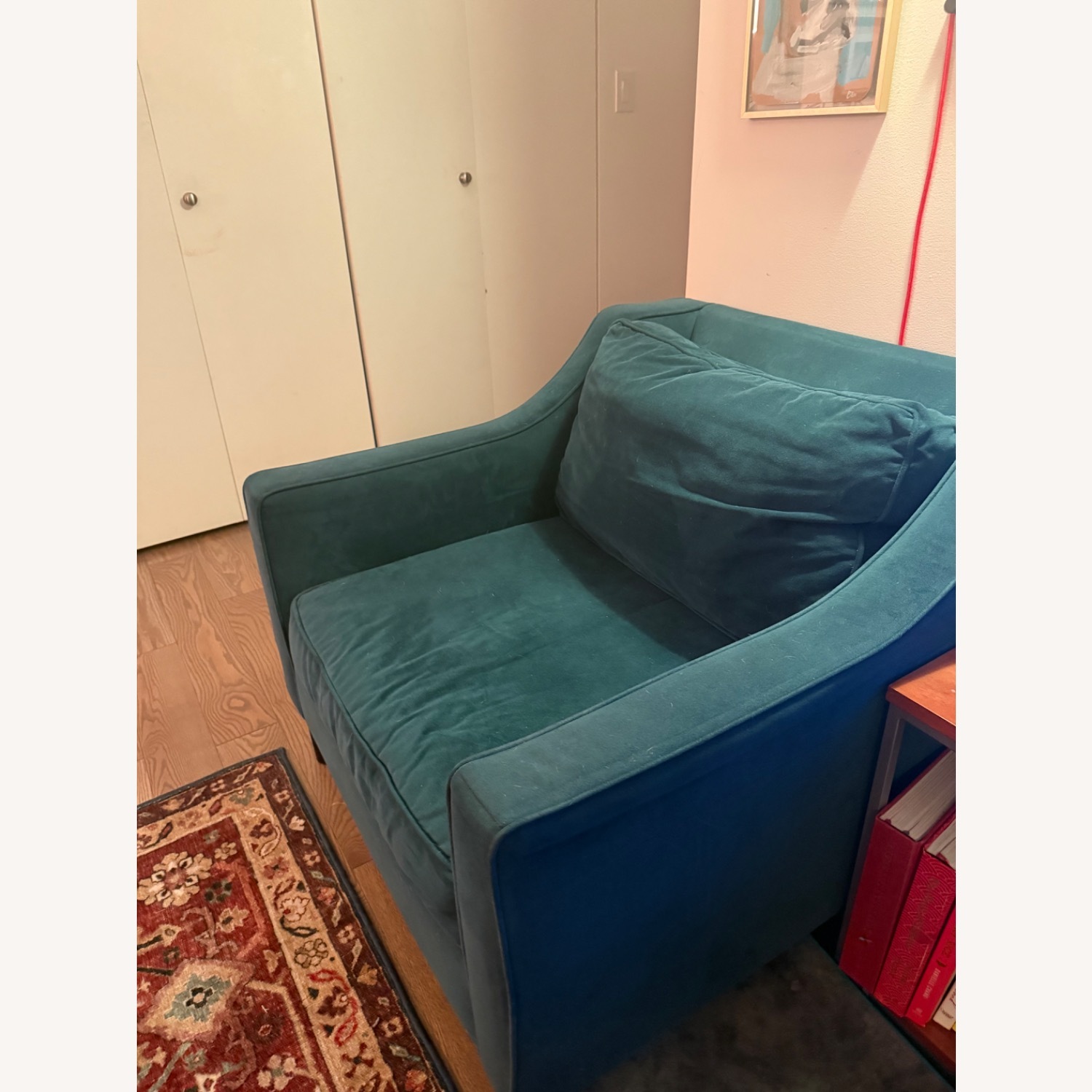 West Elm Paidge Chair Petrol Velvet - image-3