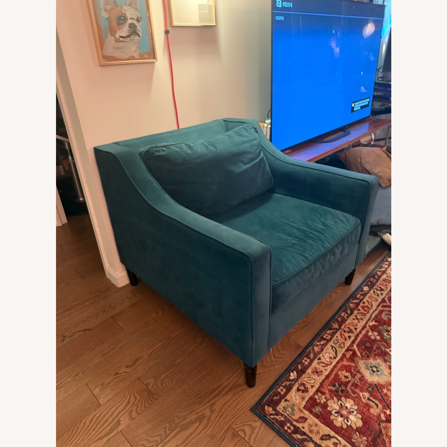 West Elm Paidge Chair Petrol Velvet - image-2