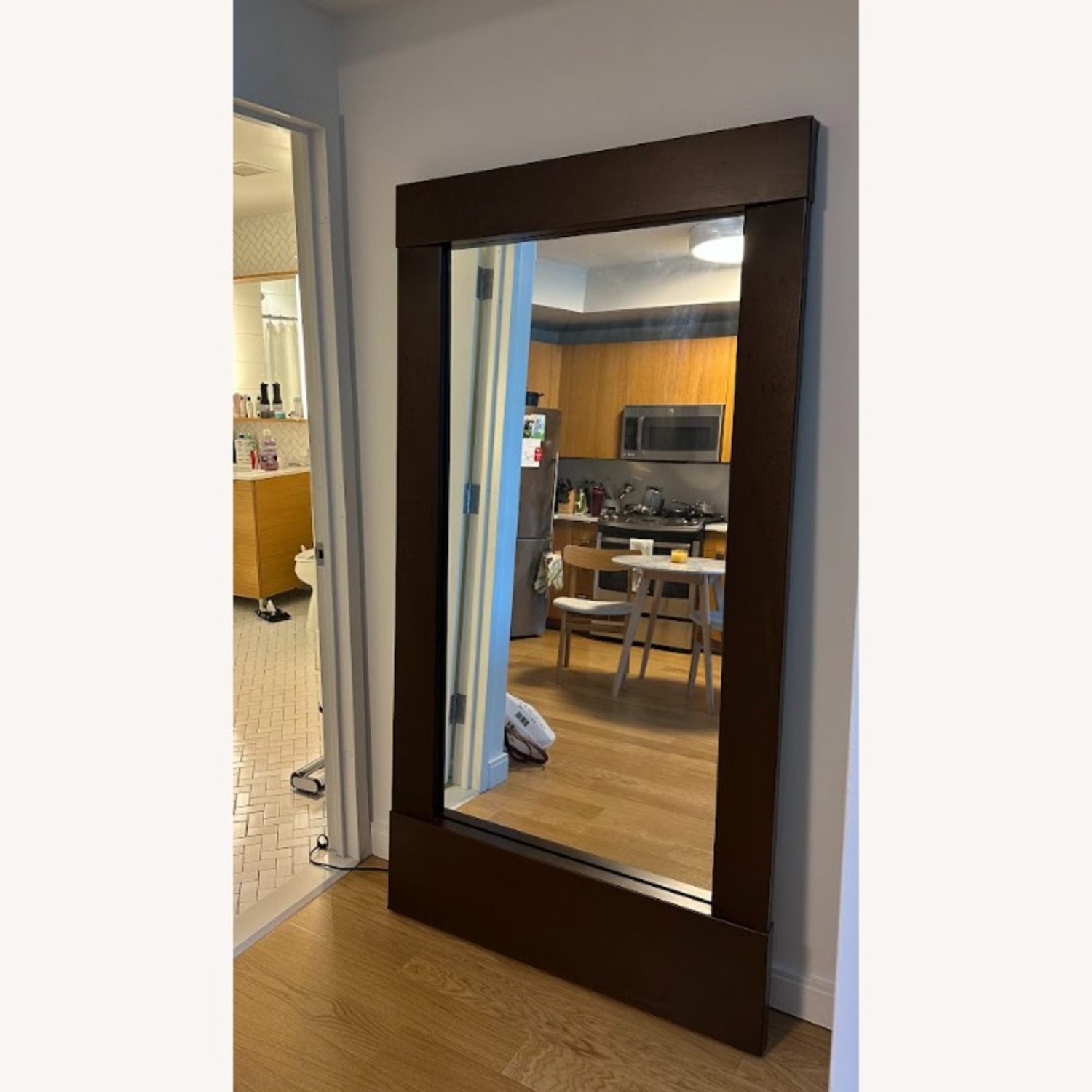 Crate & Barrel Dark Brown Floor Mirror - image-1