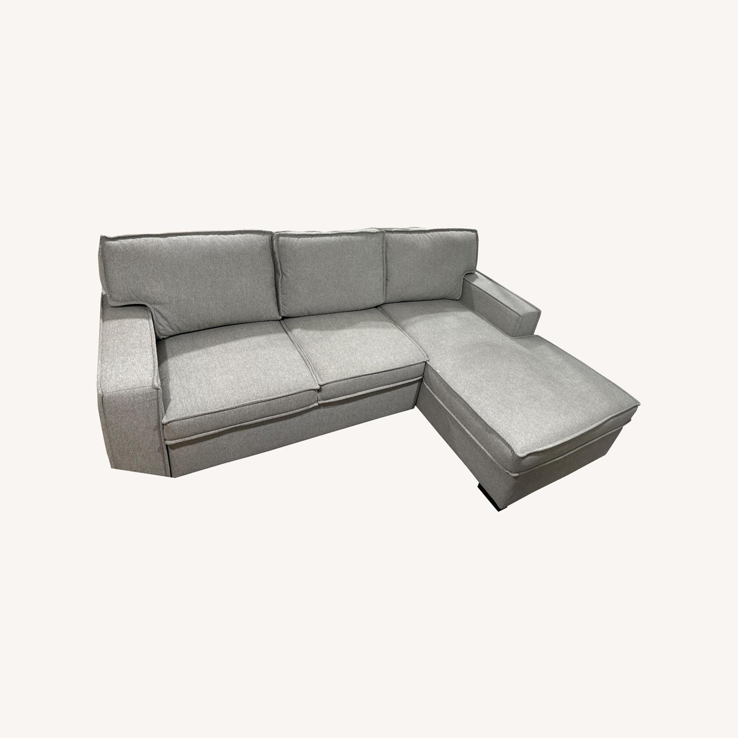 Light Gray Two Seater Sofa With Chaise Lounge - image-0
