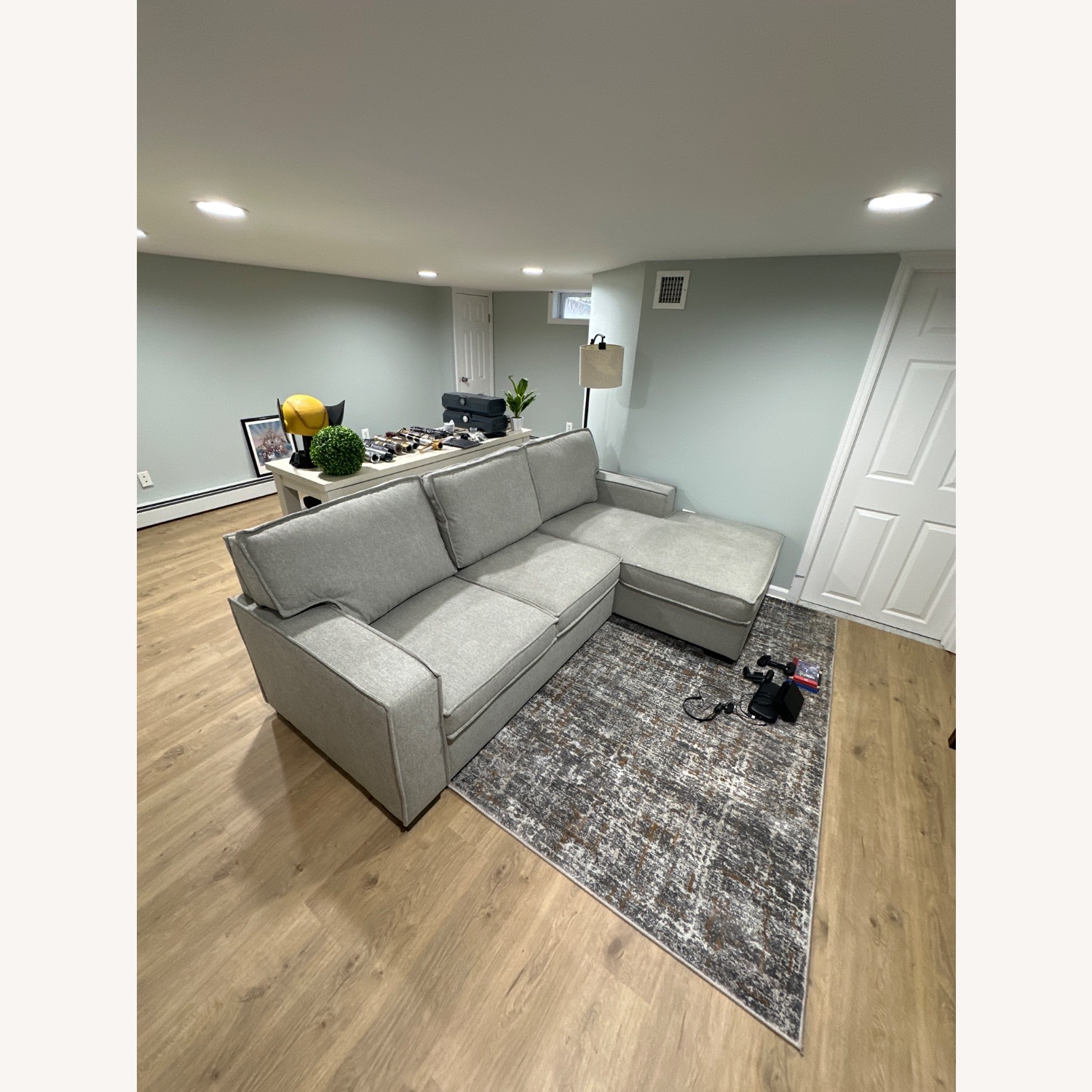 Light Gray Two Seater Sofa With Chaise Lounge - image-2