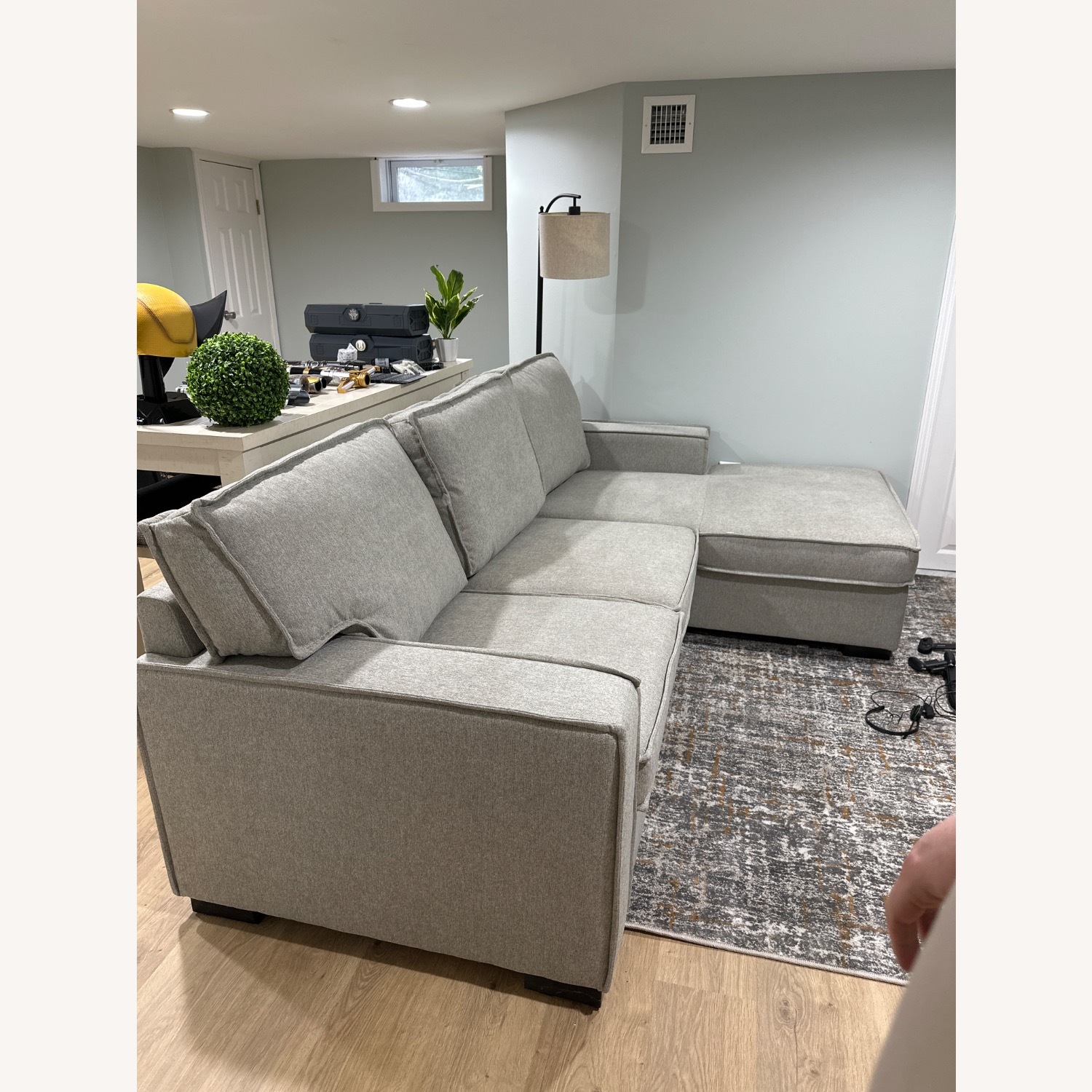 Light Gray Two Seater Sofa With Chaise Lounge - image-3