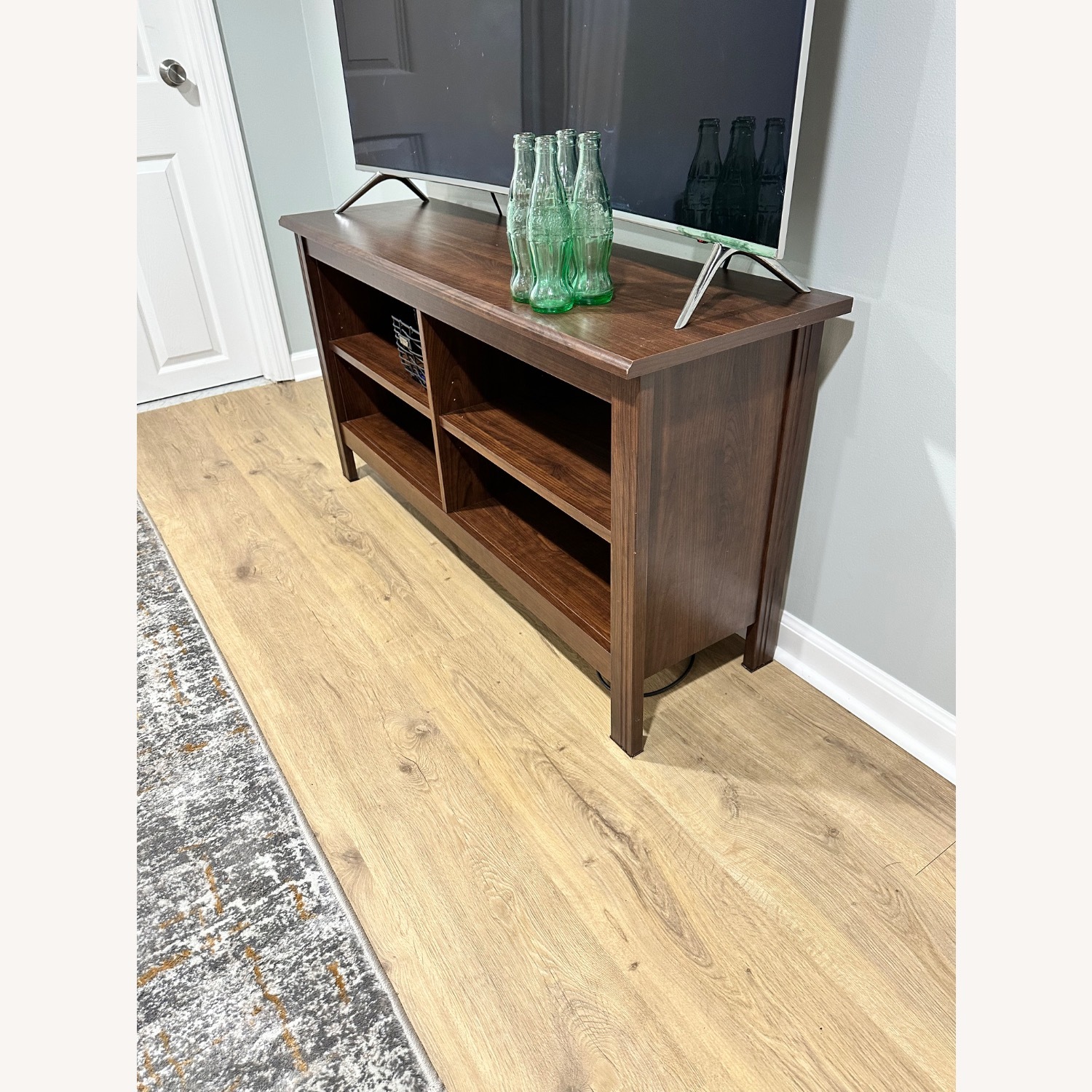 Dark Brown Wood Media Storage - image-1