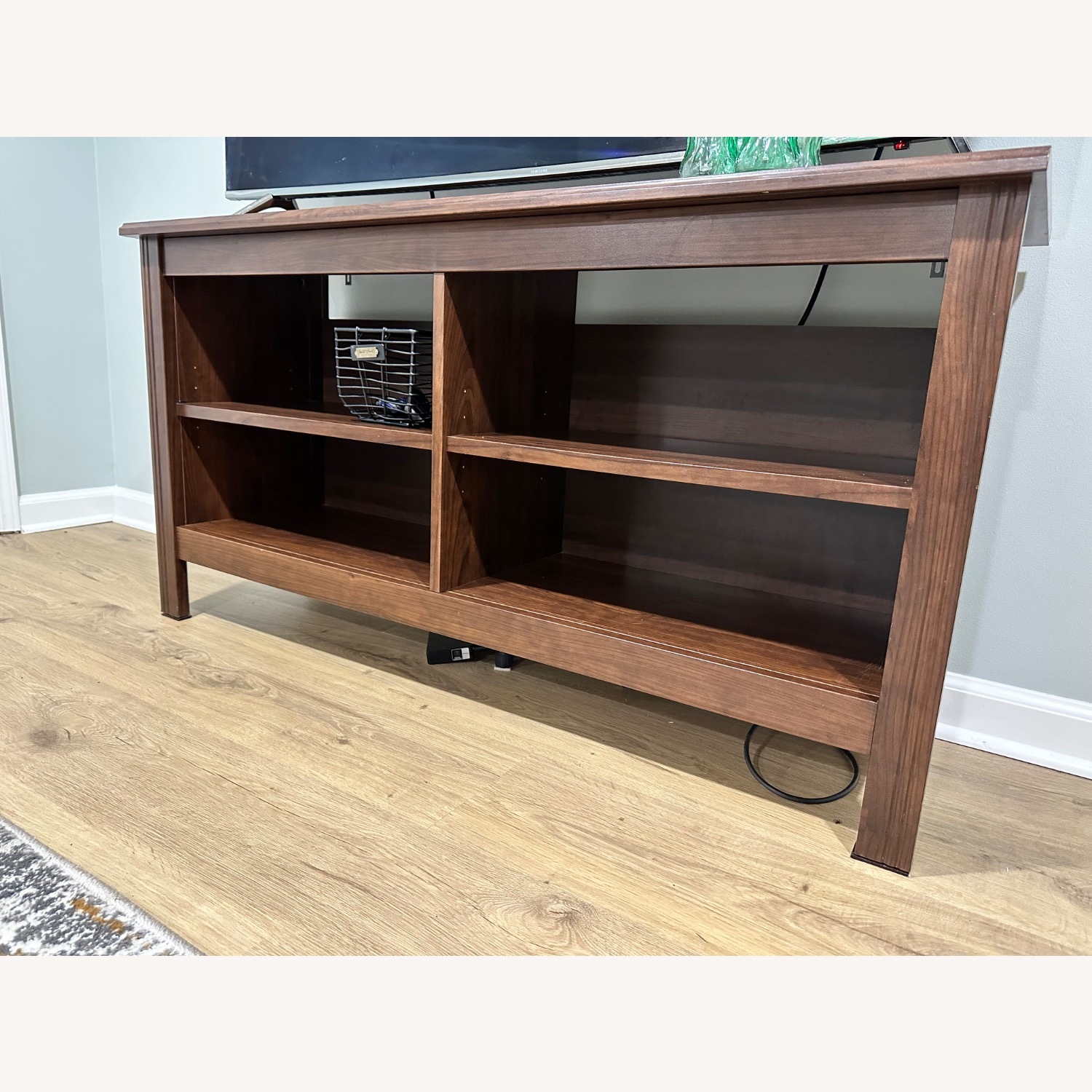 Dark Brown Wood Media Storage - image-3