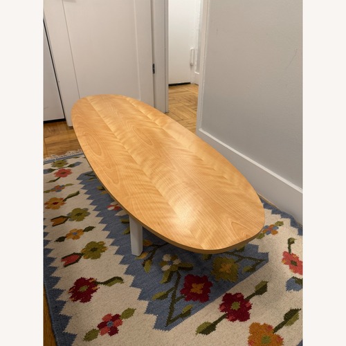 Used West Elm Floyd Oval Coffee Table – Birch White for sale on AptDeco