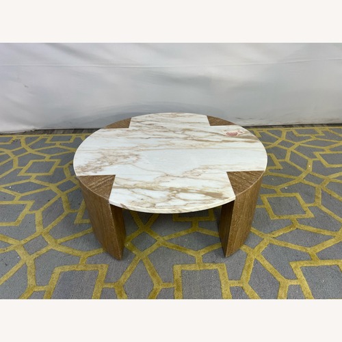 Used Lulu and Georgia Mahoe Round Coffee Table for sale on AptDeco