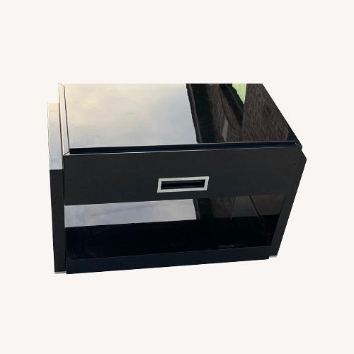 Used One And Only Black Wood Veneer Nightstands for sale on AptDeco