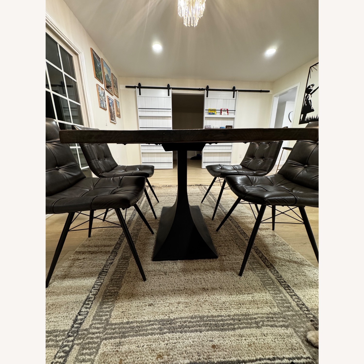 4 Dining Chairs, Dark Brown Leather - image-2